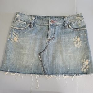 American Eagle Y2K Distressed Denim Mini Skirt